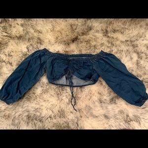 OS Denim Crop Top
